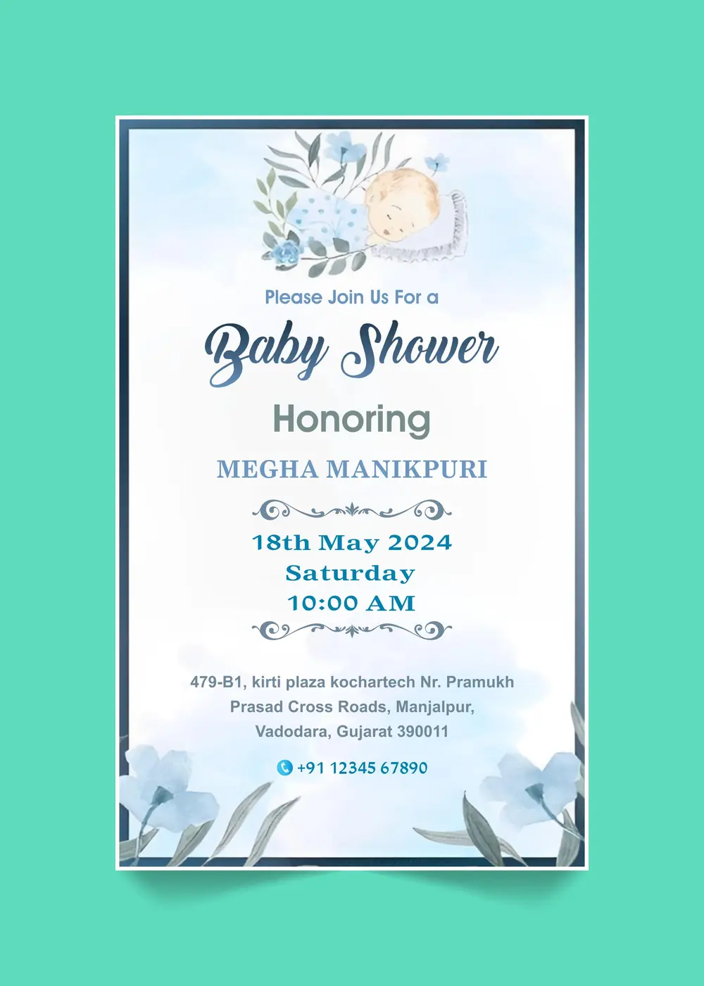 Baby Shower Invitation card CDR & PSD file free download-min